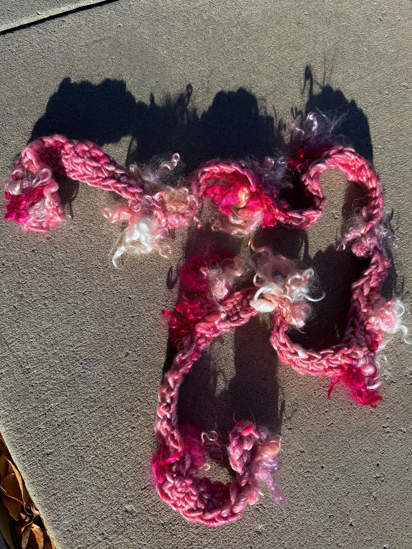 Pink Cloud Art Yarn Scarf