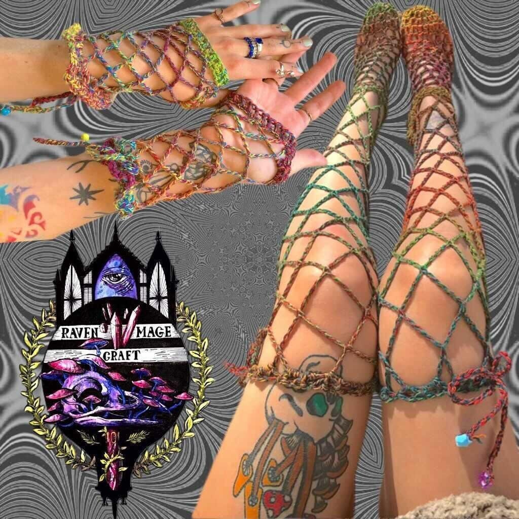 Mage Gloves & Fishnet Stockings Crochet Pattern Bundle