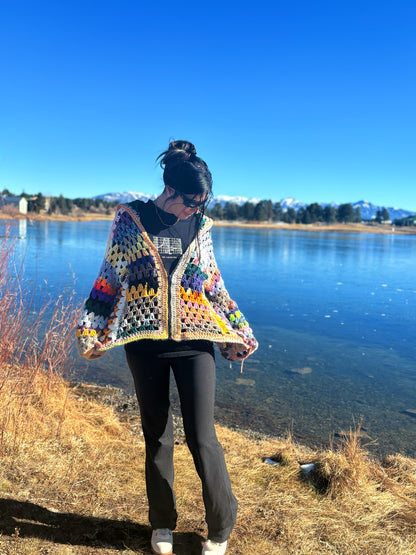 Scrap yarn granny jacket