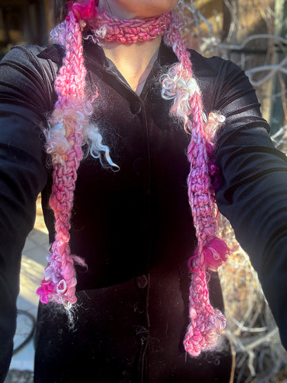 Pink Cloud Art Yarn Scarf