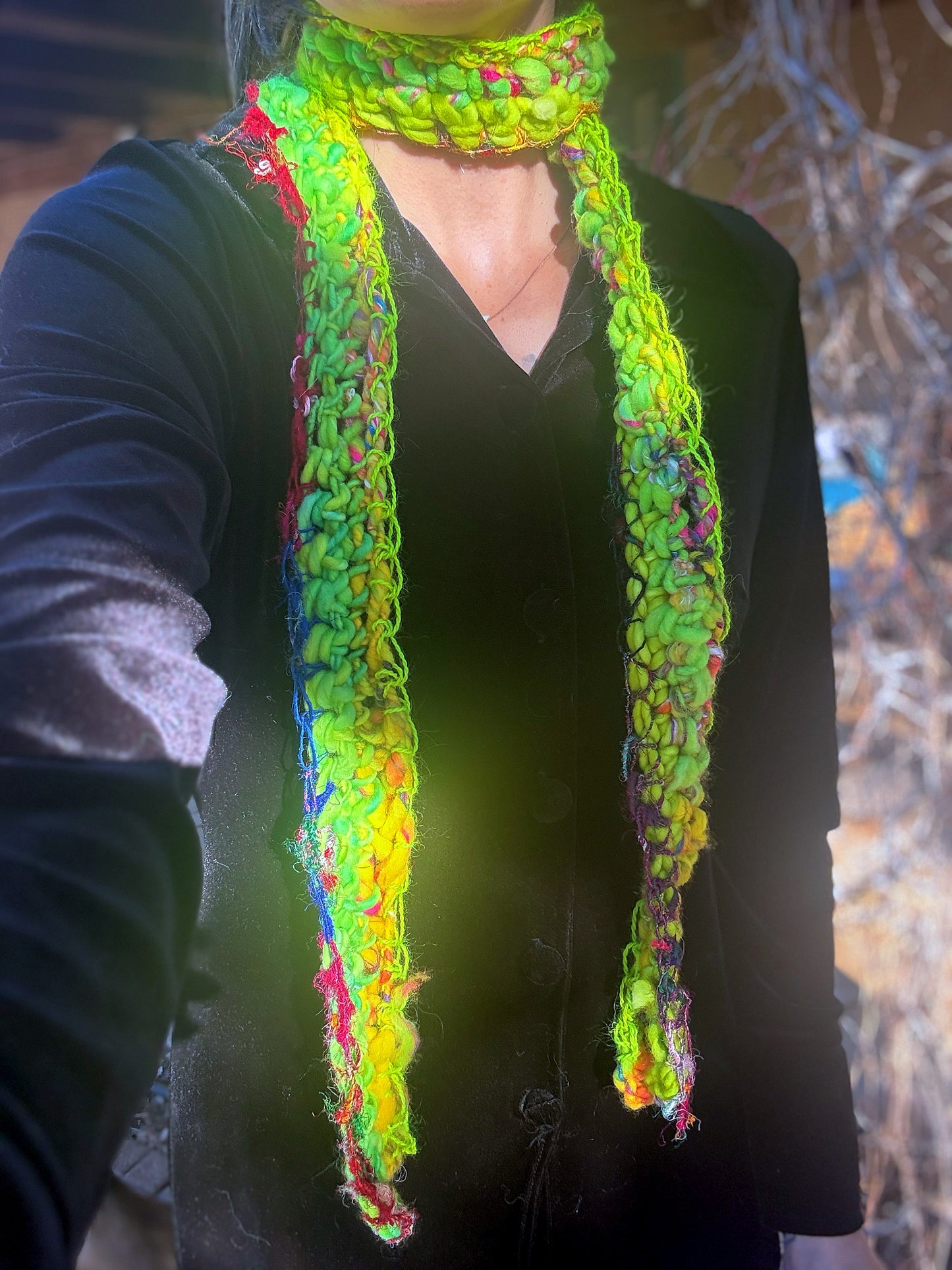 Neon Dream Art Yarn Scarf